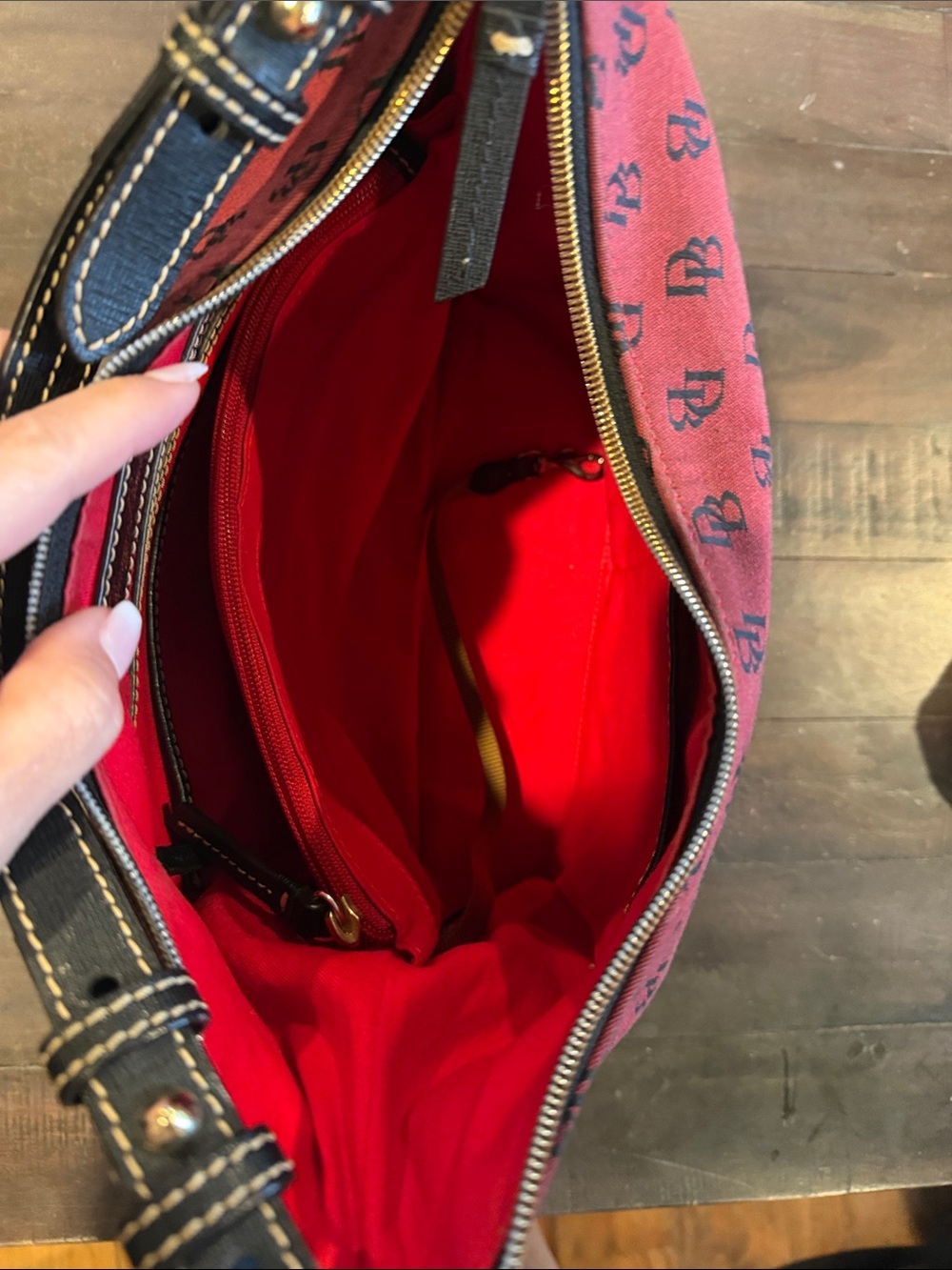 Dooney & Bourke Burgundy Monogram Shoulder Hobo - Picture 9 of 16